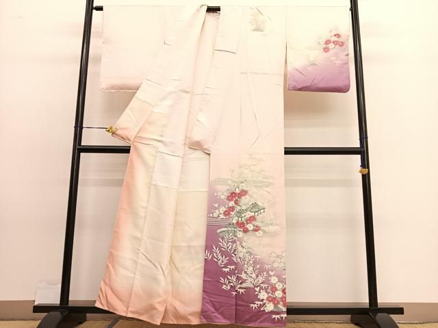 平和屋着物○訪問着 刺繍 飛鳥笹文 たたき染め 金彩 正絹 逸品 CAAP7022hy