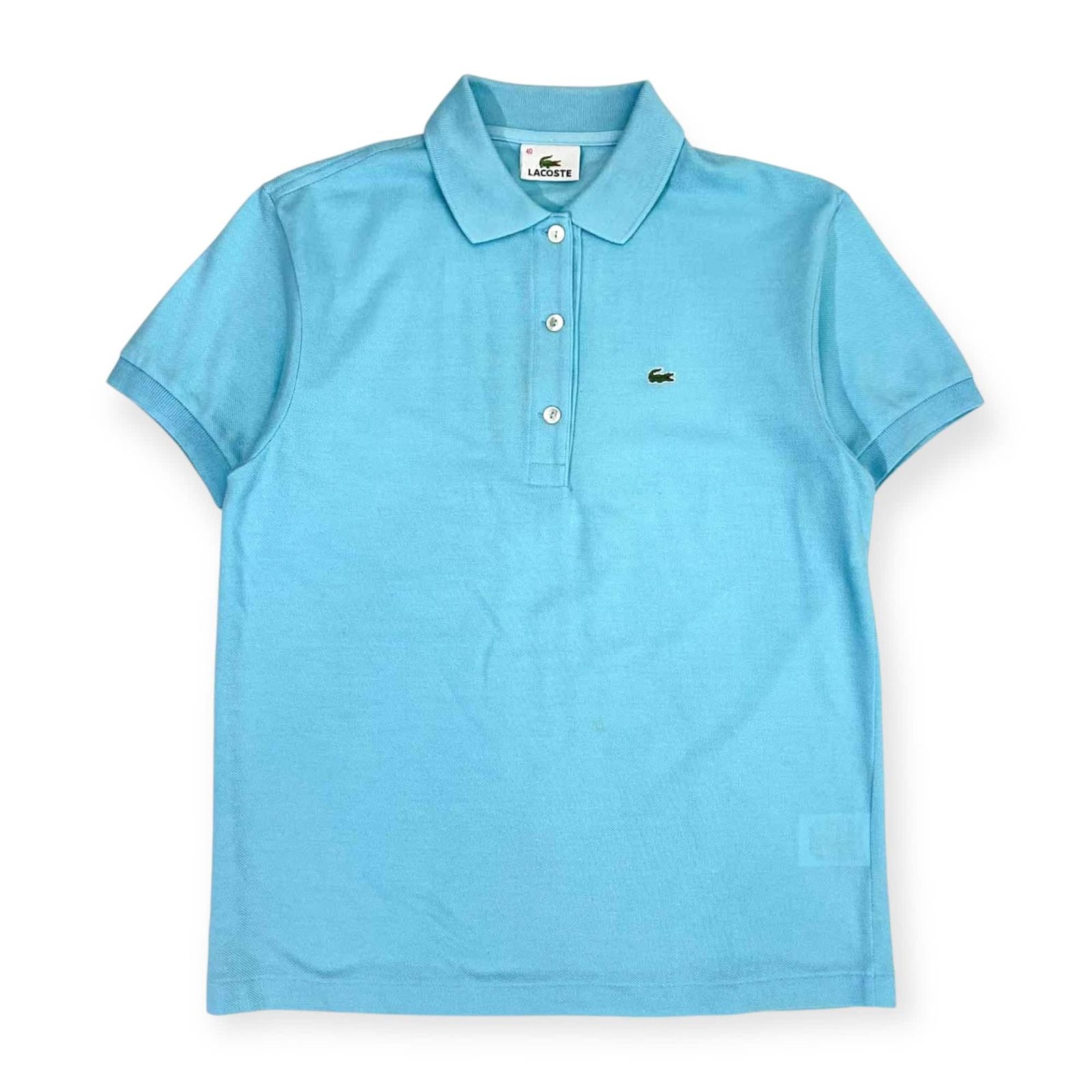 90s LACOSTE ラコステ 鹿の子 半袖 ポロシャツ 40/水色 レディース 