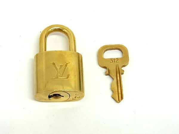 極美品 LOUIS VUITTON ルイヴィトン カデナ 南京錠 パドロック 312 鍵 キー ゴールド系 DA4810
