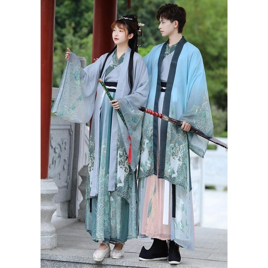 チャイナ服 男性 女性 漢服唐装3点セット プリント中華服 華流