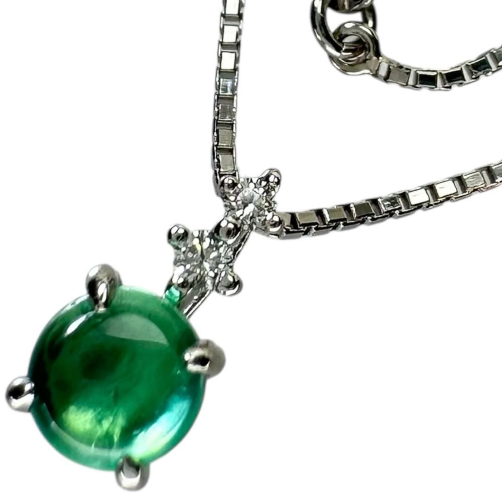 エメラルドキャッツアイ 0.30ct ダイヤモンド 0.02ct ネックレス Pt950 