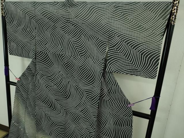 平和屋本店□極上 十日町 名門 滝泰謹製 訪問着 相良刺繍 よろけ縞 暈  