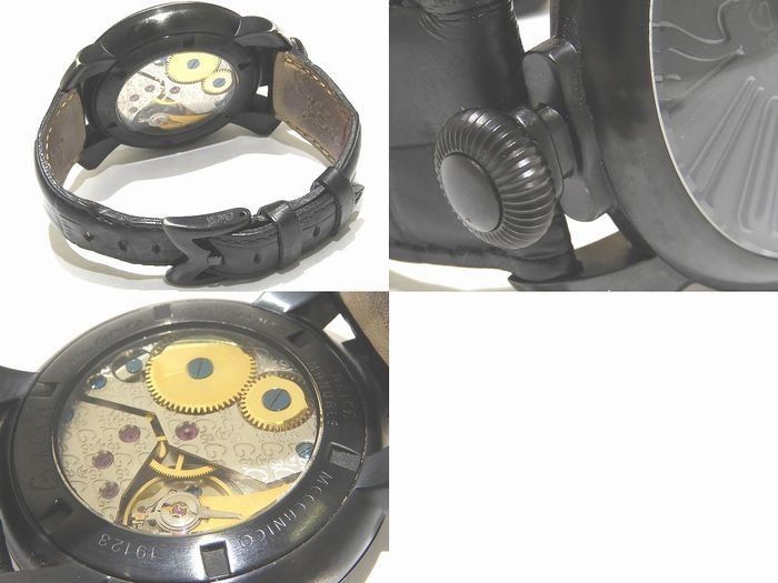 GaGaMILANO ガガミラノ マヌアーレ48 手巻き メンズ 時計 5012 オールブラック スモールセコンド 革ベルト マニュアーレ 7I