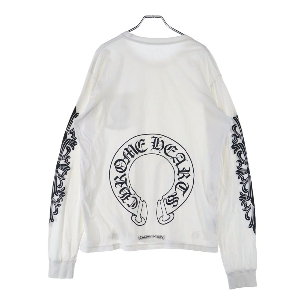 CHROME HEARTS クロムハーツ Floral Horseshoe L|S Tee フローラルホースシュー長袖Tシャツ カットソー ホワイト