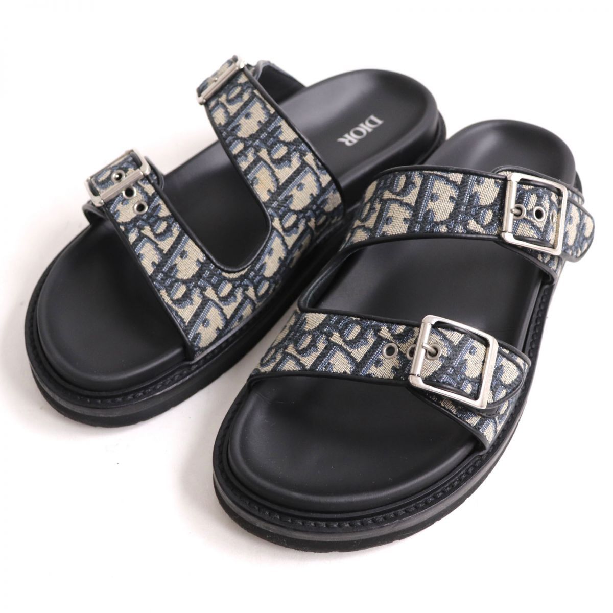 極美品◇DIOR ディオール オム 3SA115ZSA AQUA SANDAL オブリーク ジャ 