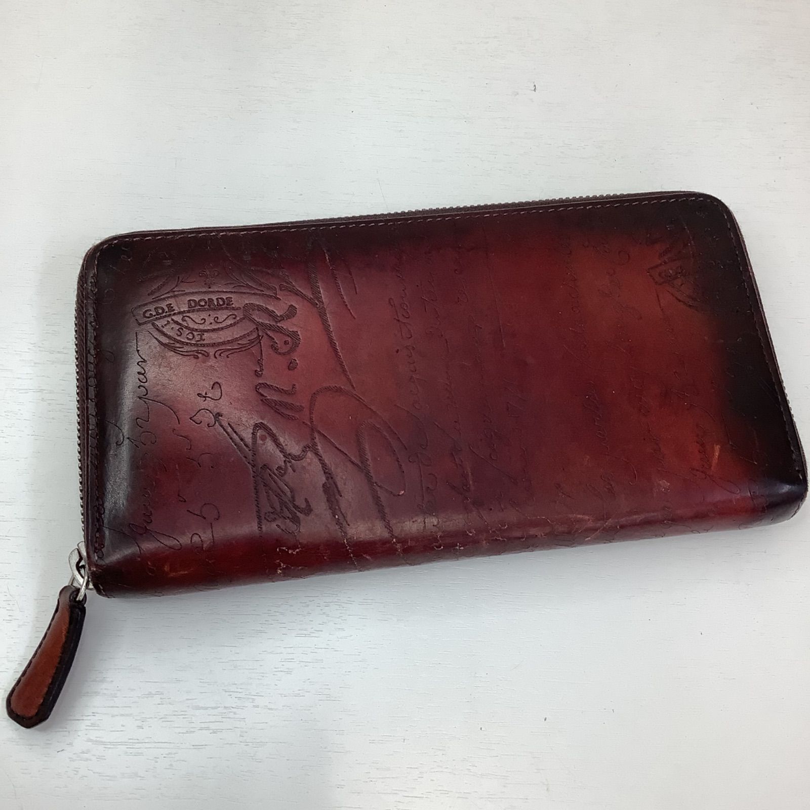 BERLUTI ベルルッティ　カリグラフィラウンド長財布　レザー　ボルドー系