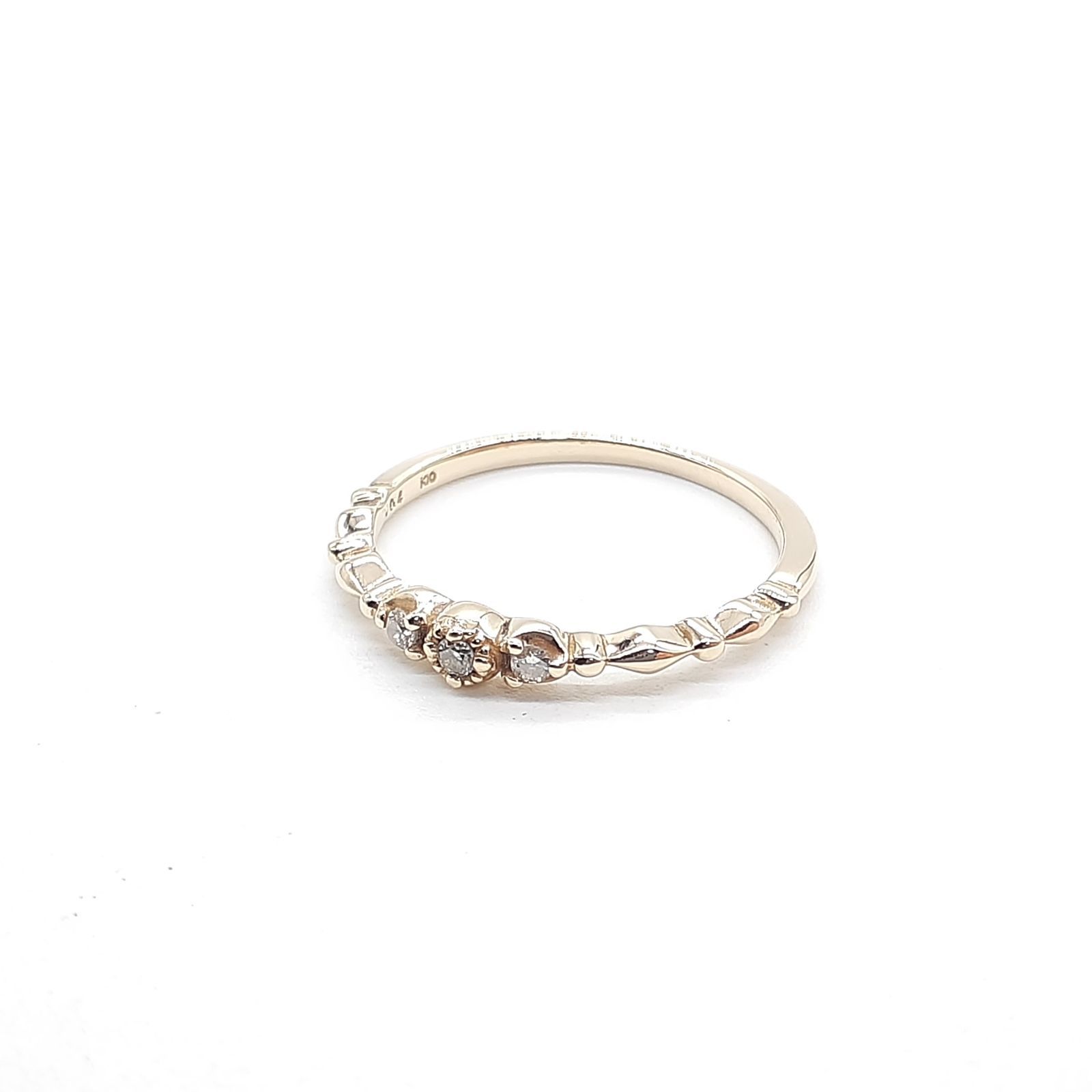 agete アガット リング K10 イエローゴールド ダイヤモンド 0.04ct 