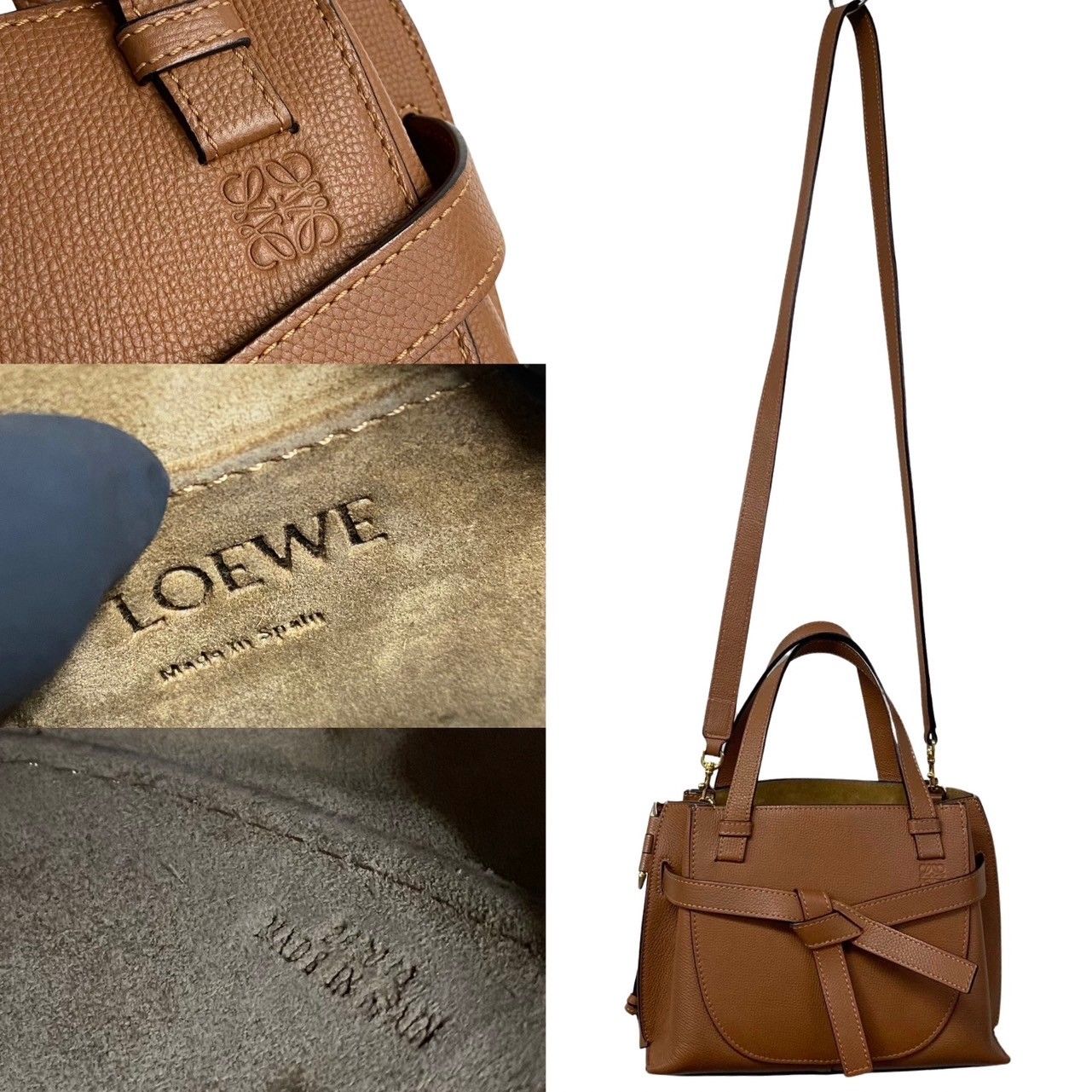 ほぼ未使用 袋付 LOEWE ロエベ ゲート トップハンドル ミニ レザー 本 