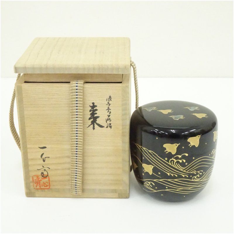 抹茶入れ　なつめ　薄茶器六種セット　茶道　共箱共布付き　新品未使用 奥津一心斎造 螺鈿波千鳥蒔絵棗（共箱） 茶道 茶道具 おしゃれ
