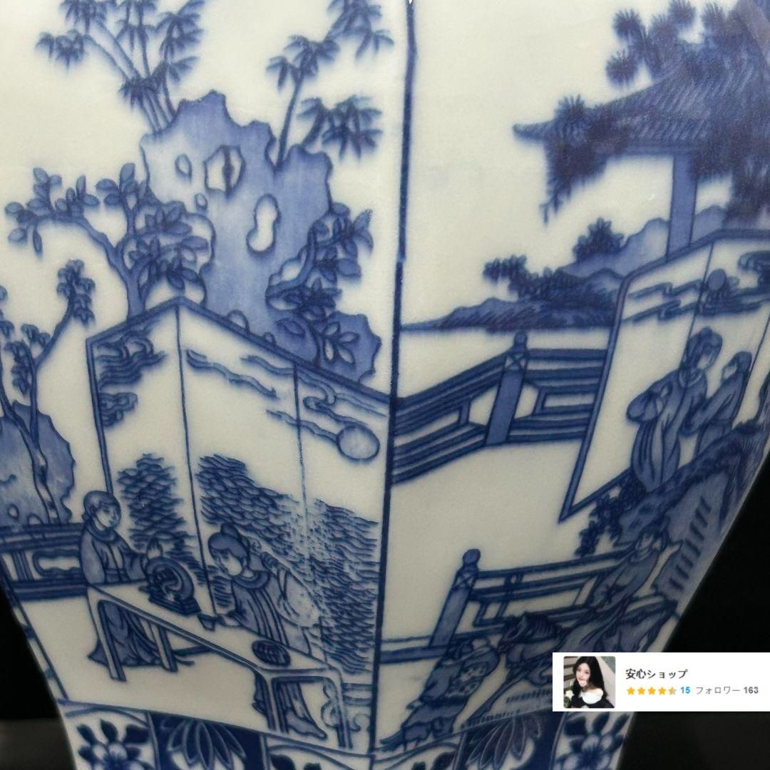 清乾隆青花花?六方将?罐 景徳鎮 陶磁器 装飾品 現代工芸品 美術
