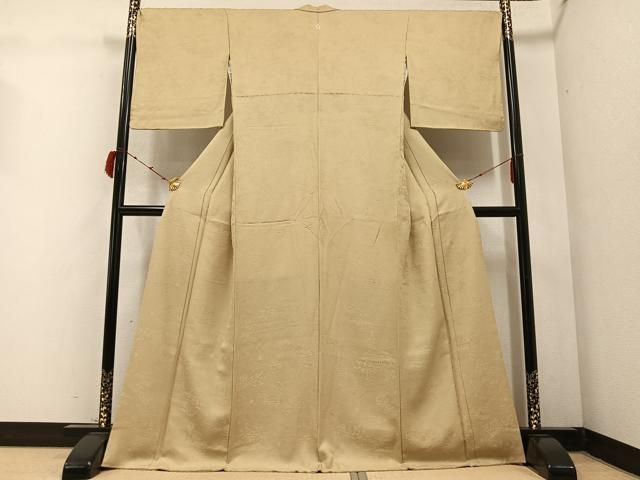 平和屋着物 上質な色無地 風景草花地紋 枯色 さが美扱い 正絹 AABC0672ph