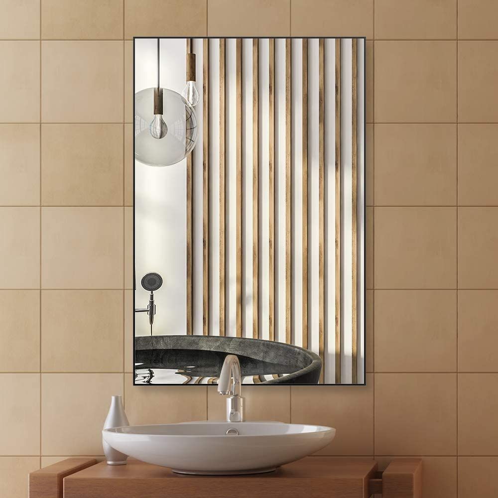 56CM長方形の壁掛けミラー 寝室のバスルームに水平または垂直に吊るす