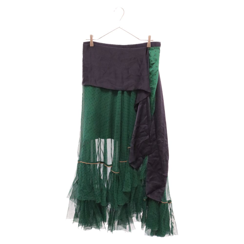 sacai フレアスカート 黒と緑の柄 日本製 sacai フレアスカート 黒と緑の柄 日本製 sacai フレアスカート