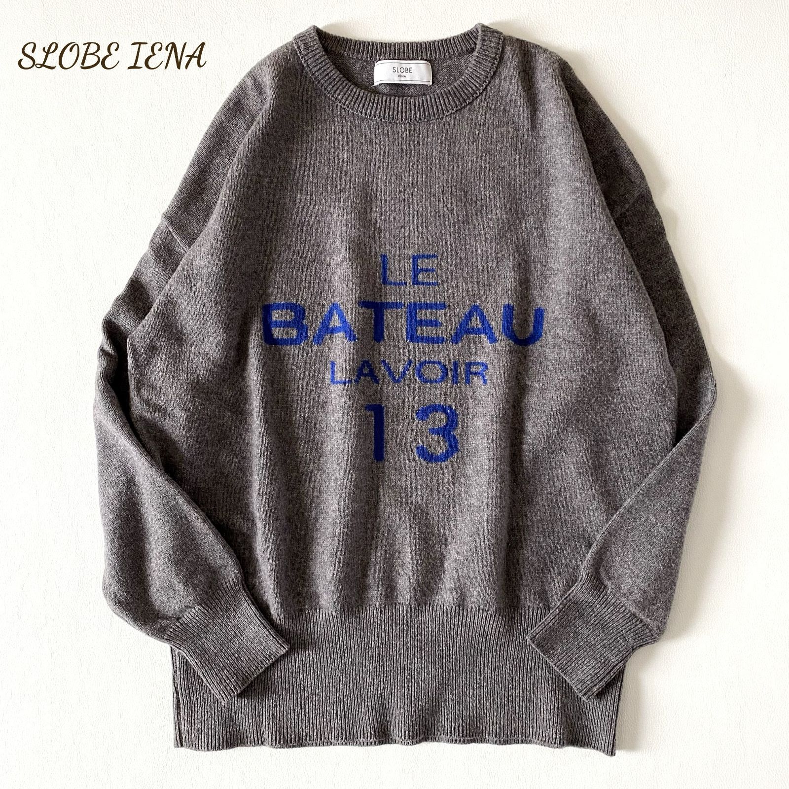 22AW♪LE BATEAUロゴニット グレー M フリーサイズ ウールニット