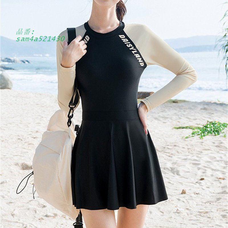 水着 レディース ワンピース オールインワン ショートパンツ 一体型 海水浴 体型カバー オトナ女子 日焼け対策 プール ヒップカバー 婦人 バックジッパー 長袖 am4a521430