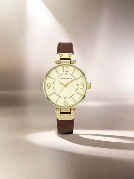 腕時計 レディース クォーツ 女性用ブラウンレザーストラップ腕時計 光沢のあるアイボリーの読みやすい文字盤 調節 なストラップ付き女性用防水腕時計 レディースアラウンドアナログクォーツ腕時計