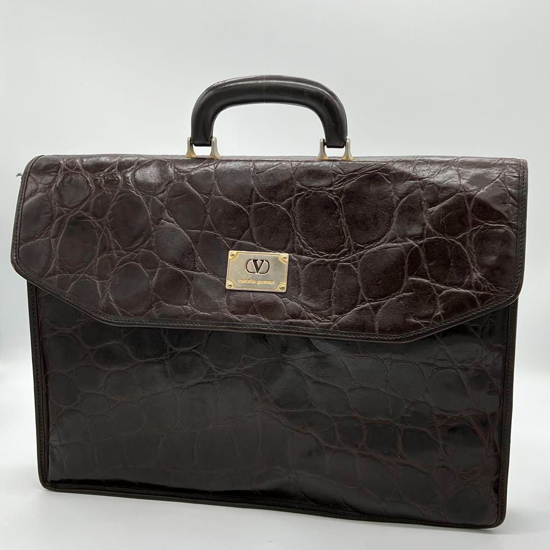 良品】VALENTINO GARAVANI ビジネスバッグ クロコ型押し - メルカリ