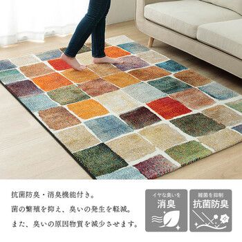 ラグ ラグマット 約133×190cm カラフル 抗菌防臭 消臭効果 玄関用 パレット WWW_NOITHATQUANGTHANH_NET