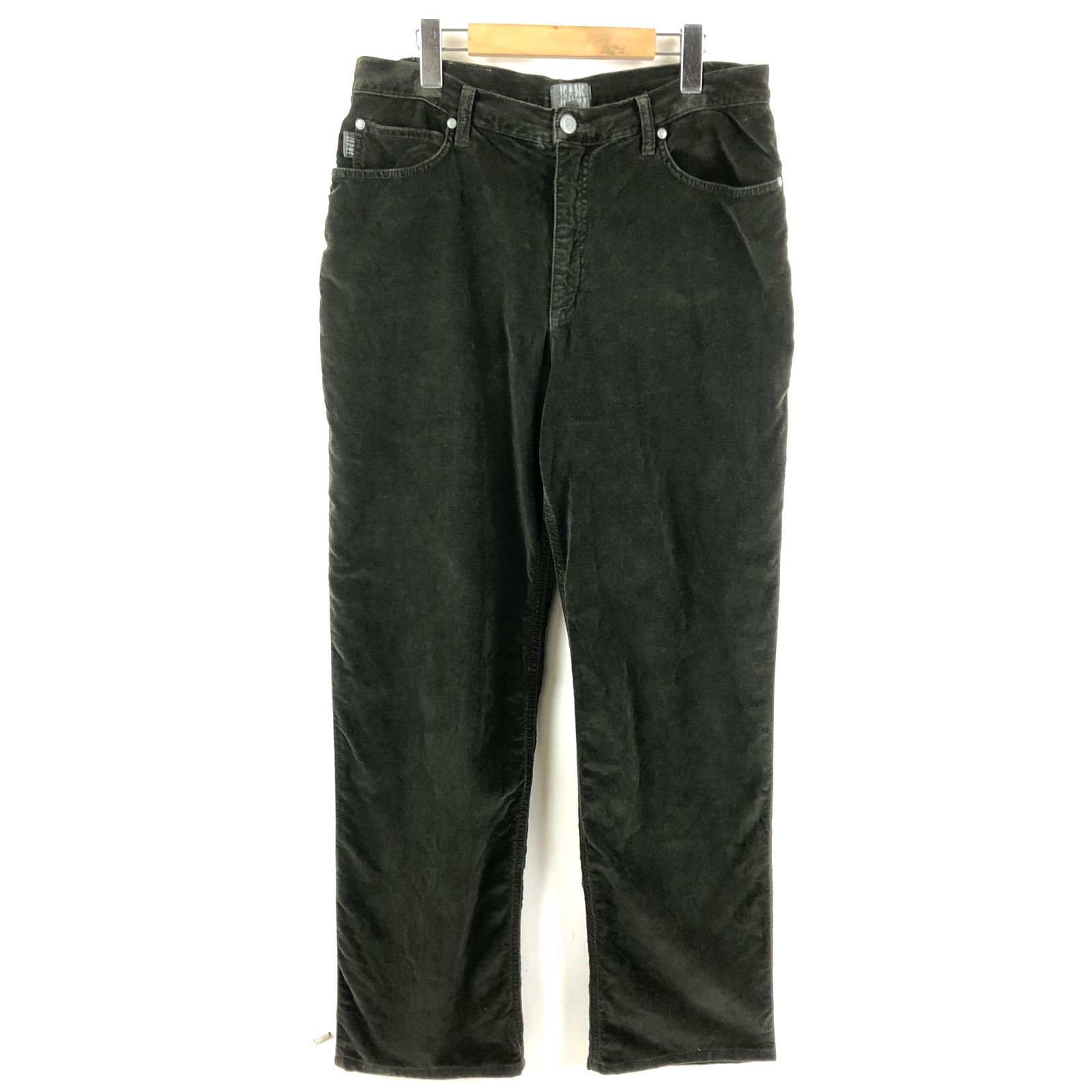 LES COPAINS JEANS ベロアパンツ オリーブ系 W33 相当 古着 n048152