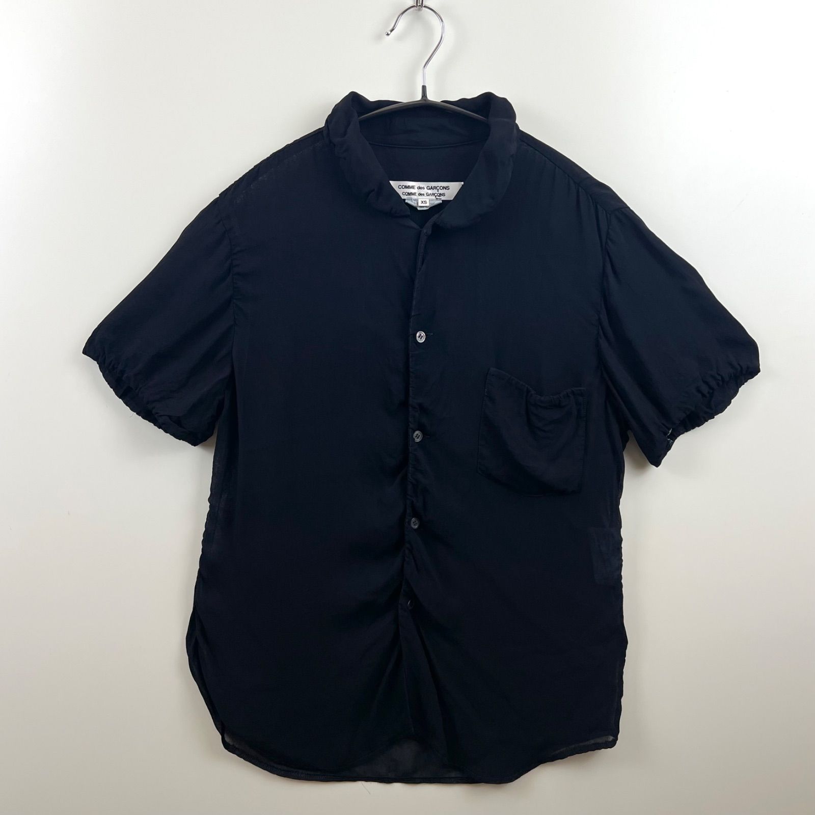 コムデギャルソン リボン フリル カットソー Tシャツ ブラック AD2004 COMME des GARCONS AD2009 round collar cupra S/S blouse RE
