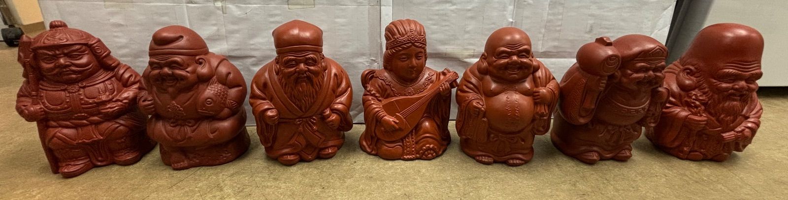 ◇七福神 陶器 オブジェ 7体 レトロ 縁起物 ◇七福神 陶器 オブジェ 7