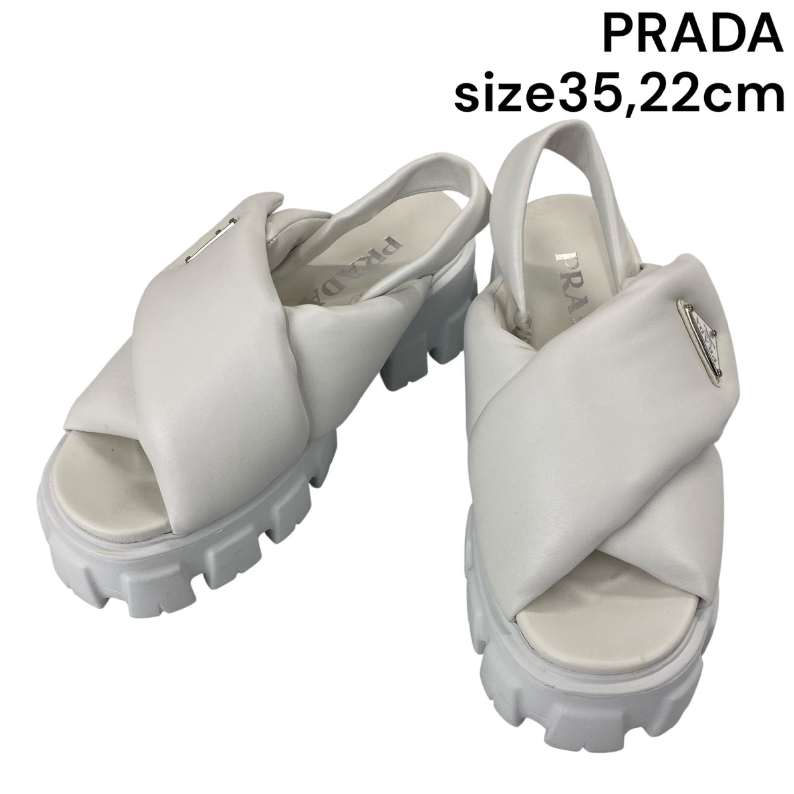 ○美品 プラダ PRADA パデッド ナッパレザー サンダル