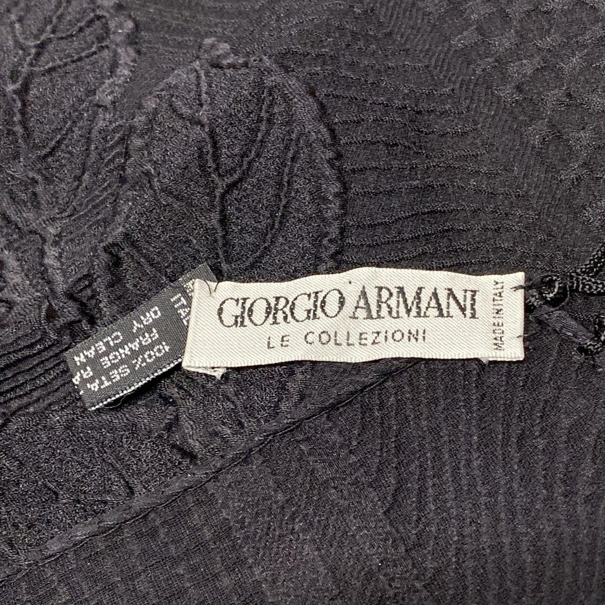 GIORGIOARMANI ジョルジオアルマーニ ストール ショール - 黒 フリンジ シルク
