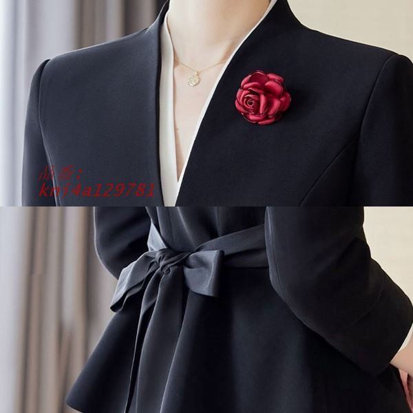 入学式 ウエストリボン使いジャケット＆スカート＆シャツの3点セットレディーススーツ