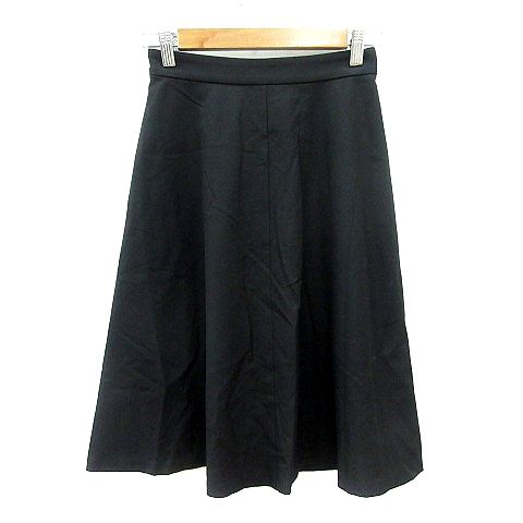 インディヴィ INDIVI フレアスカート ひざ丈 5 XS 黒 ブラック /MN