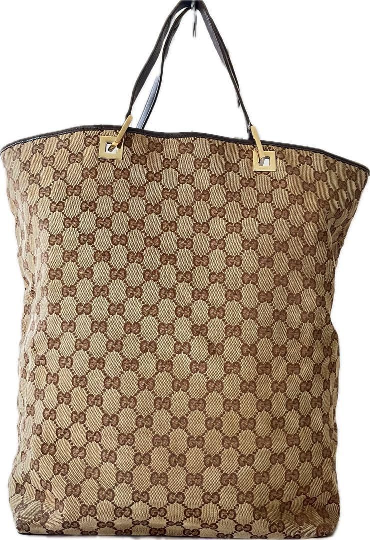 GUCCI グッチ トートバッグ GGスプリーム GG柄 ブラウン ロゴ 大容量 