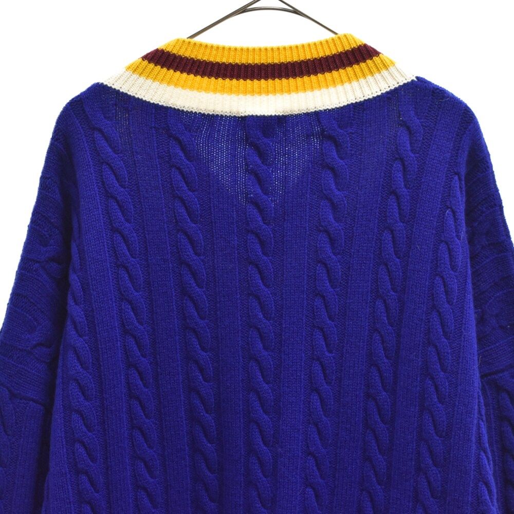 LOEWE ネイビー Vネック ケーブルニット LOEWE (ロエベ) Vネック ケーブル ニットセーター H800Y14K23