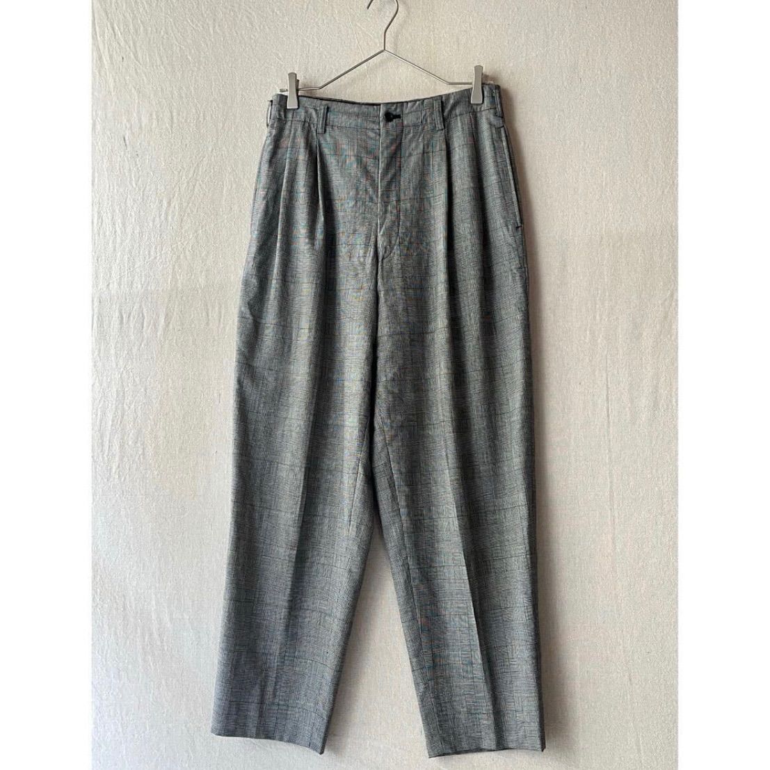 80s COMME des GARCONS HOMME 2タックリネンパンツ S 80s COMME des GARCONS HOMME ツータックスラックス 80s COMME des