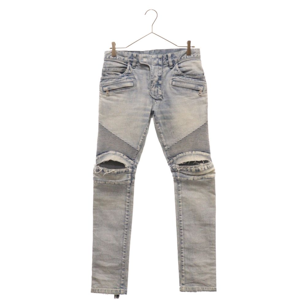 BALMAIN (バルマン) 15SS S5HT551C479D 蛇腹 ダメージ加工 バイカー 