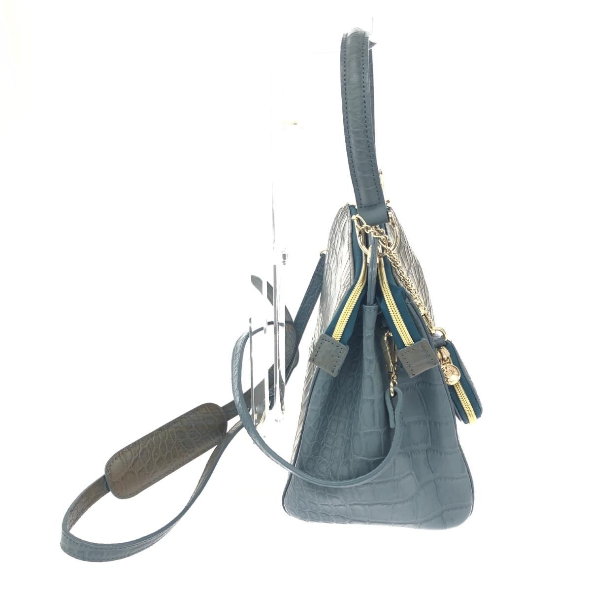 cat in the closet キャットインザクローゼット 2WAYハンドバッグ 2WAYバッグ グレー ブルー レザー 240002230630