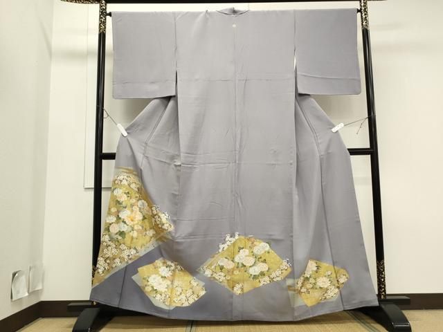 C20正絹 袷 訪問着 金駒刺繍 金彩 着物