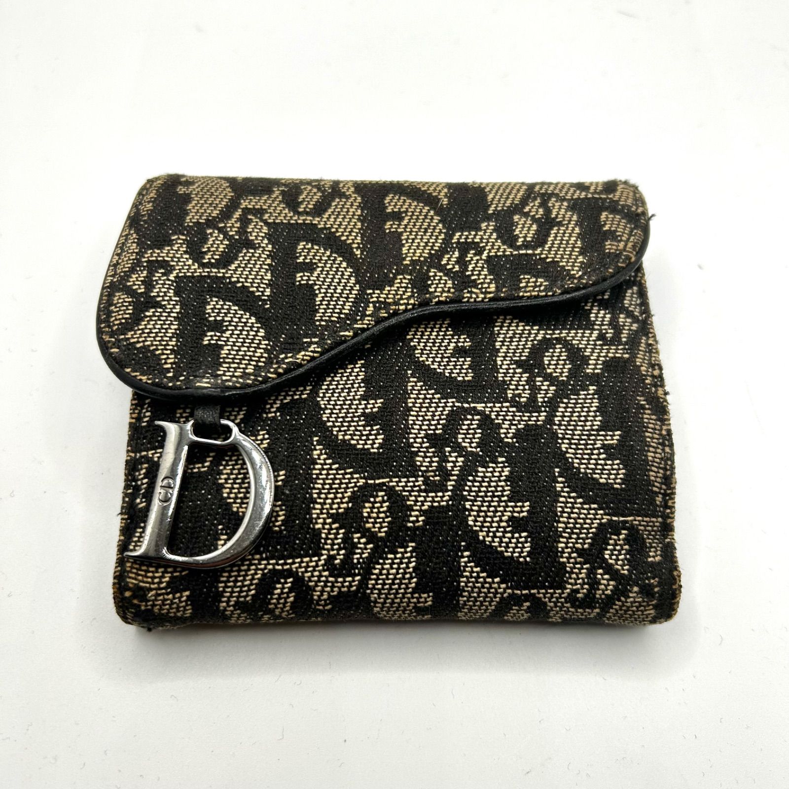 dior ディオール トロッター柄 折り財布 D金具 サドル 二つ折り 刻印