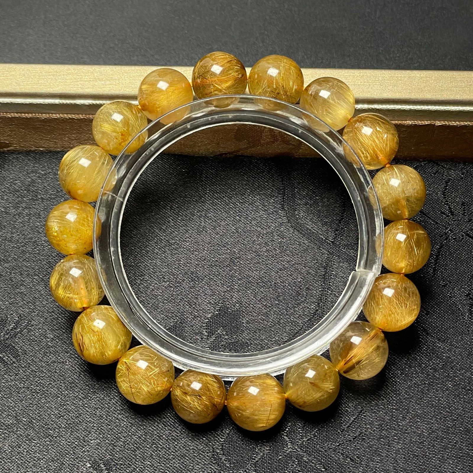 10%OFF EU製 ! 満針ルチルクォーツ ブレスレット パワーストーン 天然石 金運 お守り プレゼント2 10.3-11.1mm ZB9443