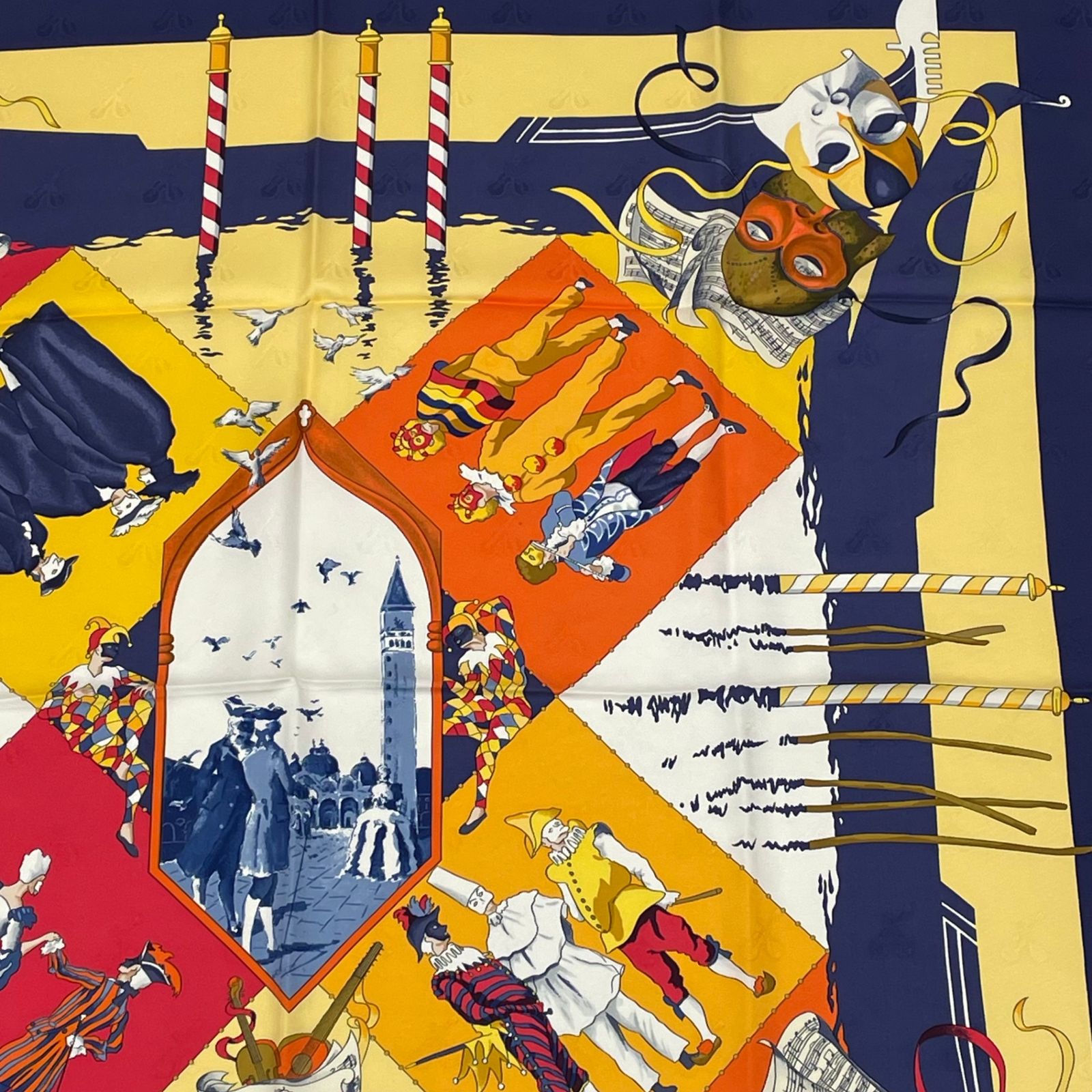 極美品　エルメス　カレ90 ベニスのカーニバル　スカーフ　シルク 極美品 HERMES エルメス カレ90 CARNAVAL DE VENISE ベニスの