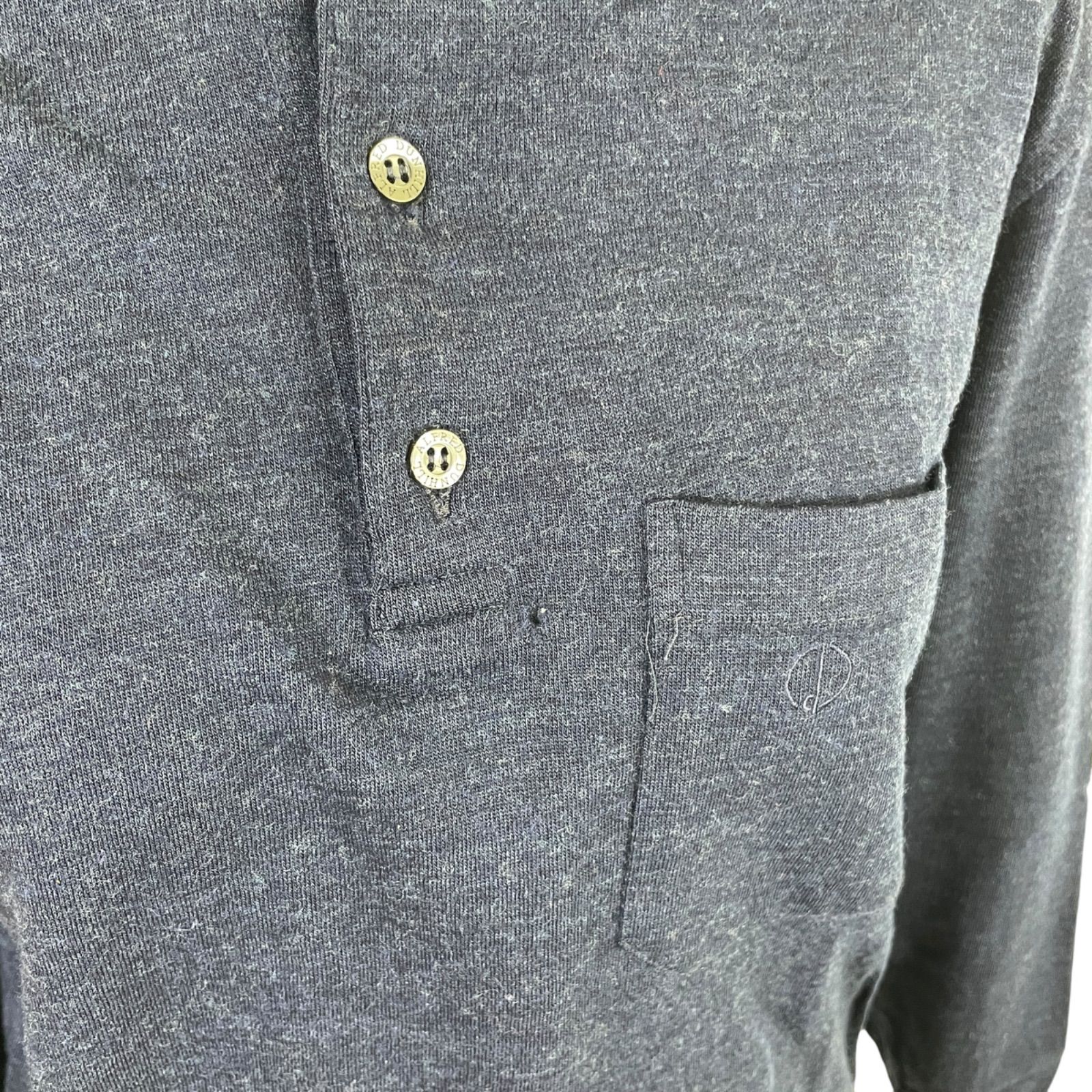 FUKUZO(フクゾー) 長袖ポロシャツ サイズS レディース美品  - ネイビー×白 ボーダー/刺繍 FUKUZO(フクゾー) 長袖ポロシャツ サイズS レディース美品