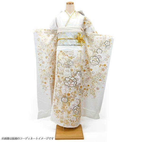 〘249〙振袖フルセット 正絹 豪華金彩 成人式 白系 M〜L 裄67.5 249〙振袖フルセット 正絹 豪華金彩 成人式 白系 M〜L 裄67.5