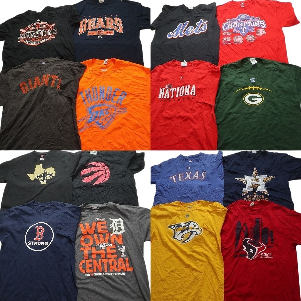 古着卸 プロチーム 半袖Tシャツ 16枚セット メンズ L NBA ラプターズ サンダー MLB レンジャース メッツ 古着 NA2537