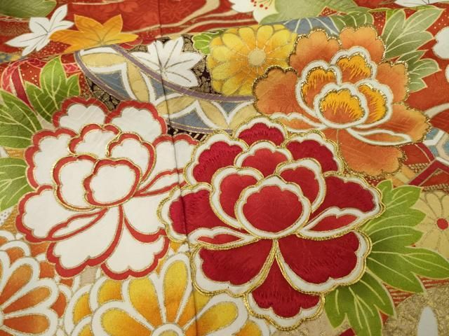 平和屋着物○豪華振袖 駒刺繍 玩具花文 金糸 金彩 ロング丈 正絹 逸品