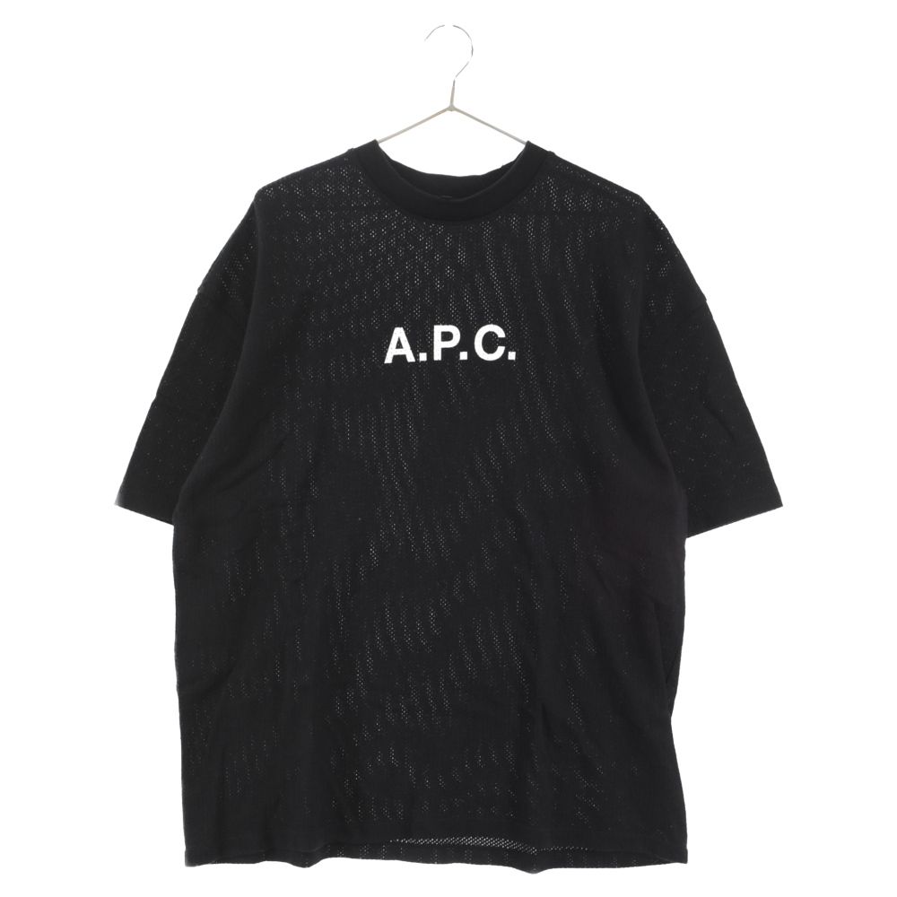 A.P.C (アーペーセー) フロントロゴプリント メッシュ 半袖Tシャツ カットソー ブラック 4114313
