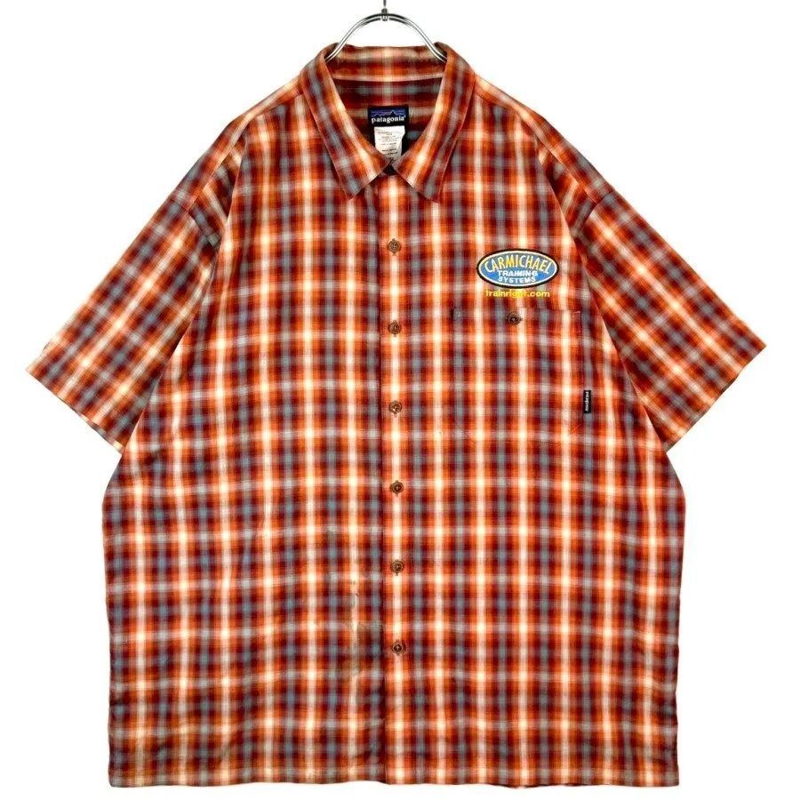 ビ*ク様 patagonia 半袖シャツ M オレンジ系 チェック柄 楽天市場】古着 patagonia パタゴニア チェック柄 半袖 シャツ S