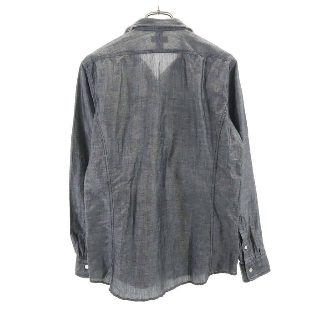 未使用 ジョセフオム リネンブレンド 長袖 オープンカラーシャツ 46 グレー JOSEPH HOMME メンズ 古着 【240423】 メール便可