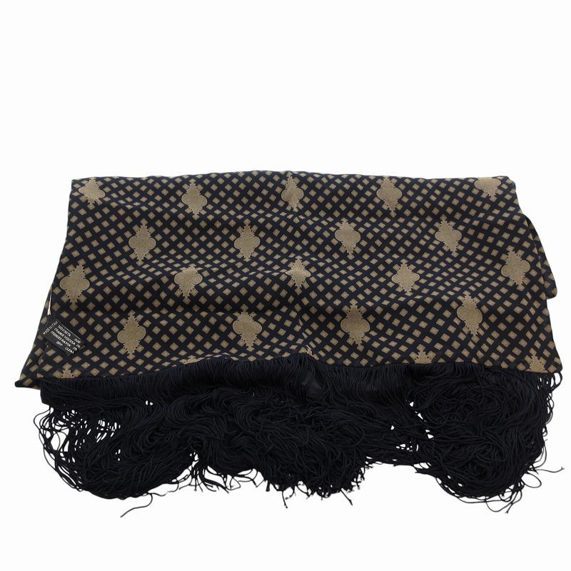 Giorgio Armani ブラック マフラー フリンジ付き｜