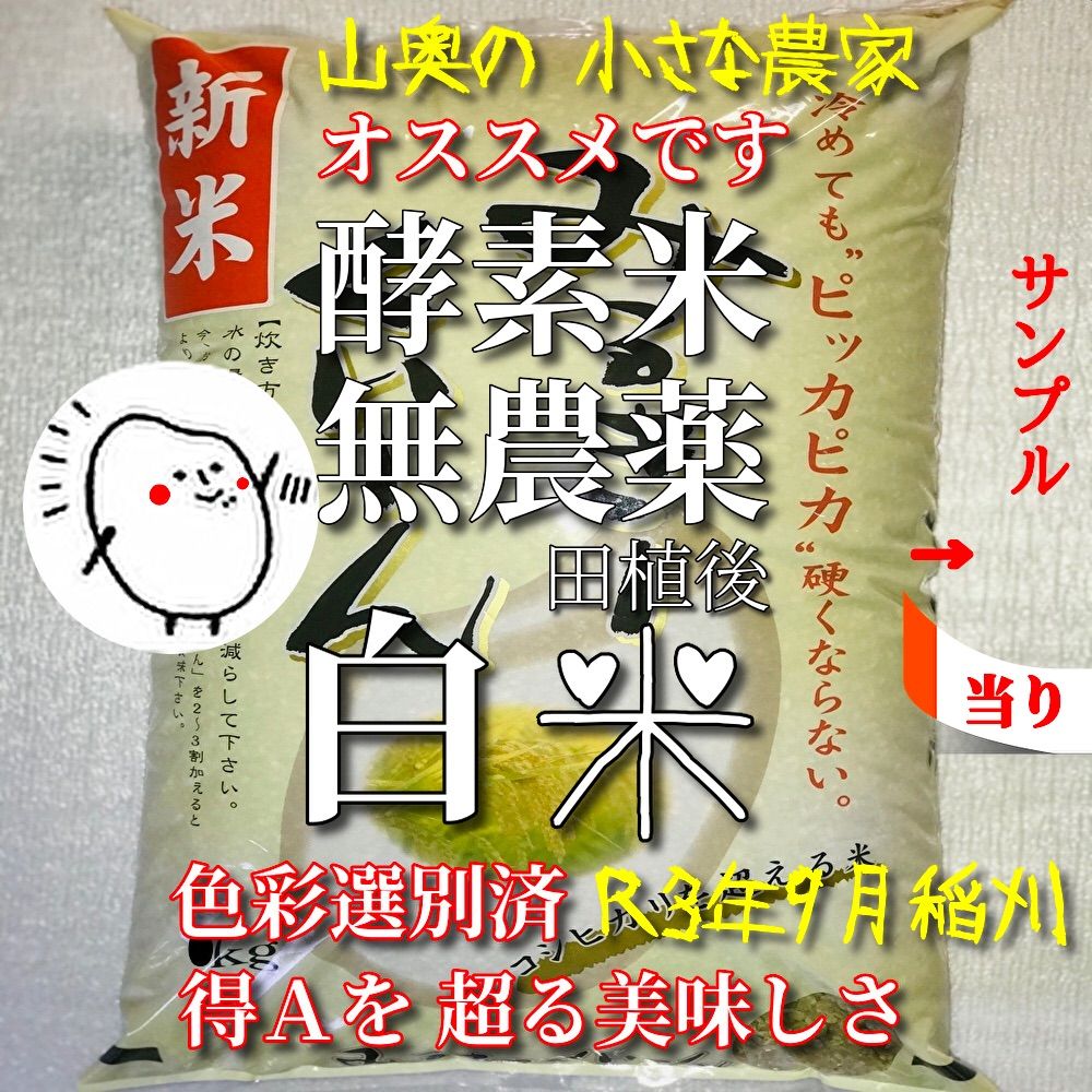 超希少】棚田米／酵素米／大粒ダイヤ 玄米10Kg「無洗米に精米