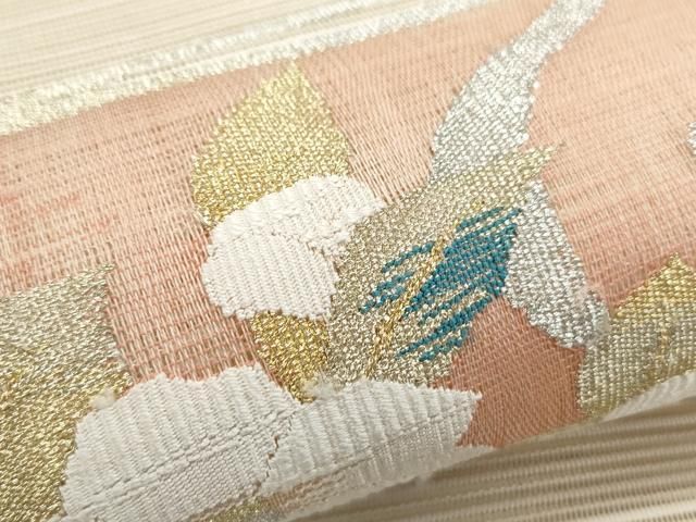 平和屋着物＊夏物 絽綴れ 八寸名古屋帯 流水籬文 銀糸 正絹