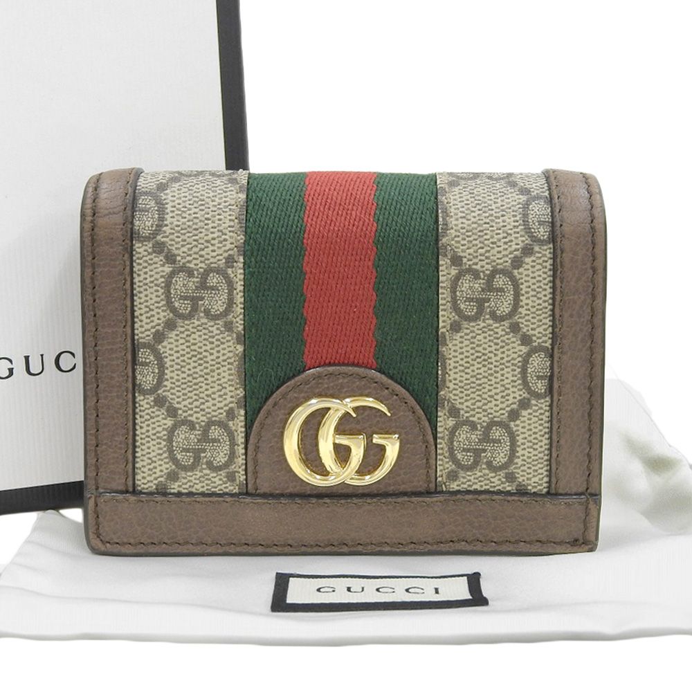 本物保証 箱 布袋付 超 グッチ GUCCI オフィディア GGミニウォレット 523155 0416 シェリーライン コンパクトウォレット 折財布