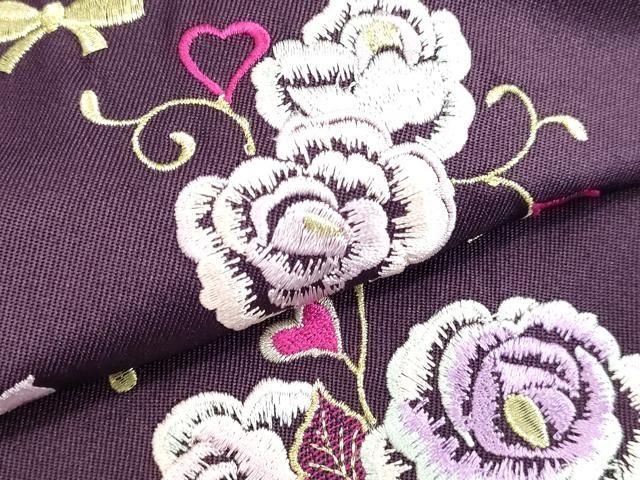 平和屋着物○女性 行灯袴 総刺繍 草花文 深紫色 金銀糸 卒業式 洗える